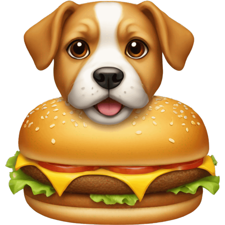 Chien avec un hamburger  emoji