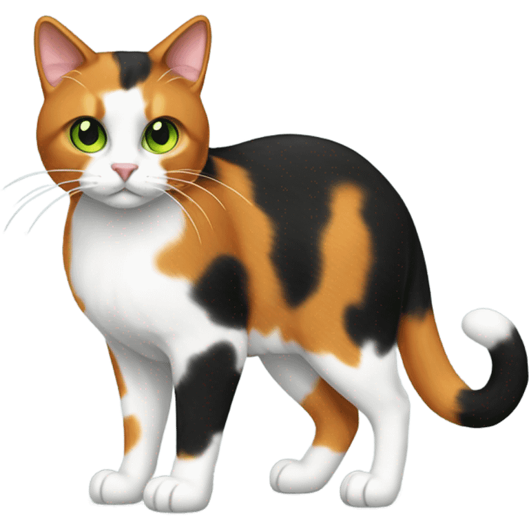 Calico Cat Full Body with green eyes emoji