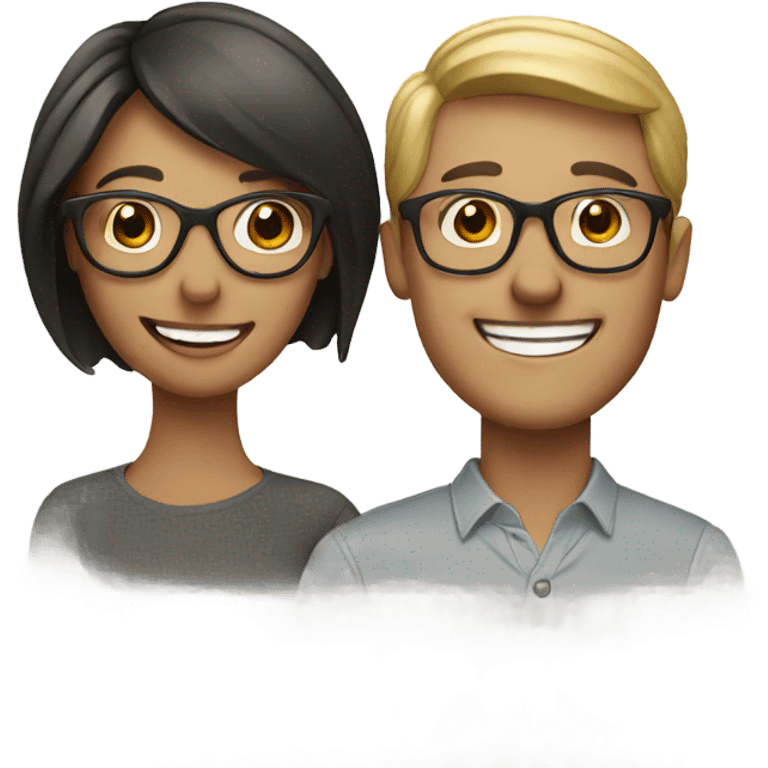 happy couple with glasses emoji