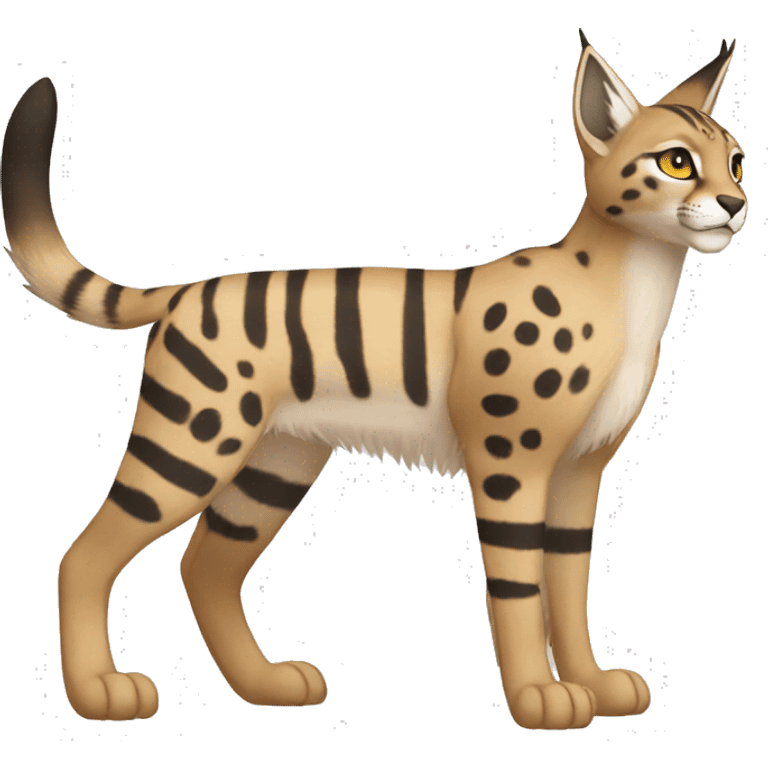 Striped and spotted Lynx-Caracal-Fakemon-hybrid full body emoji