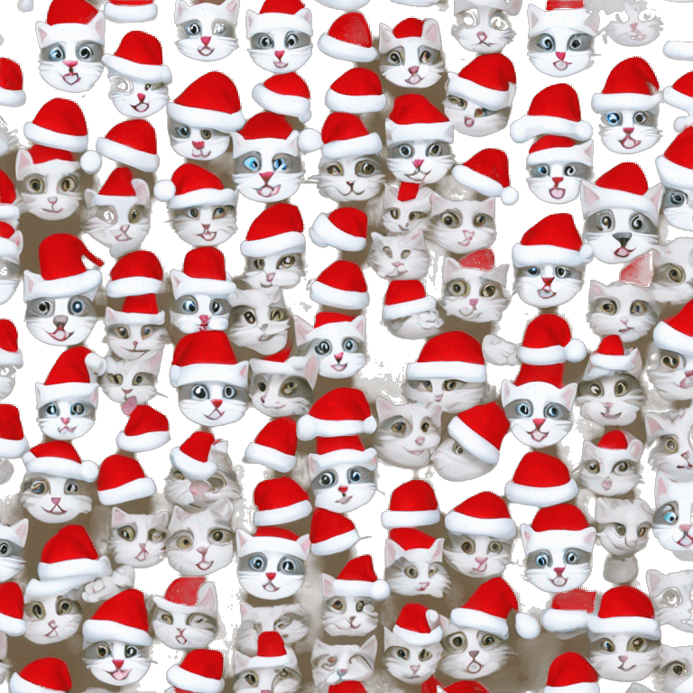 13 happy cats with santa hats emoji