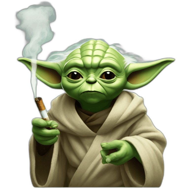 Yoda fume un cigare emoji