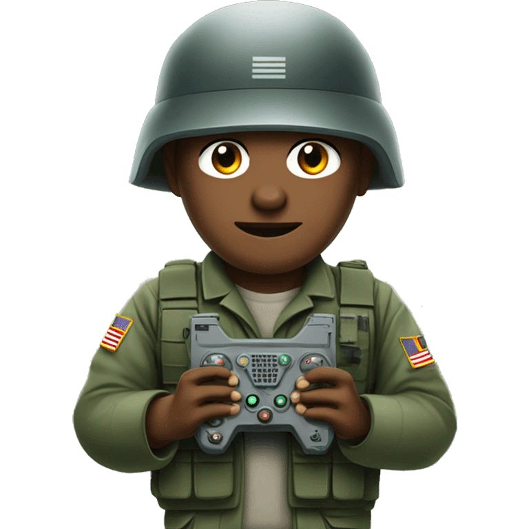 Military man holding a drone control panel in his hands emoji