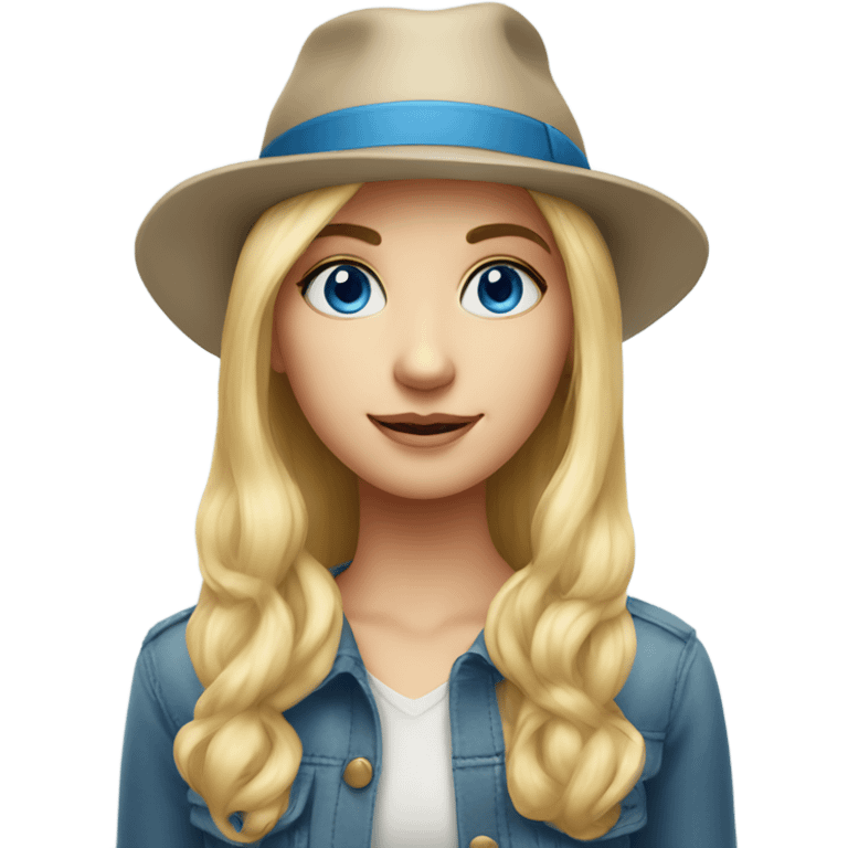 blonde girl and blue eyes wearing hat portrait emoji