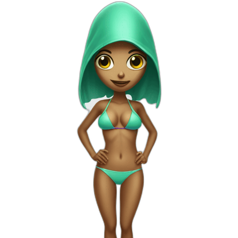 Bikini girl with alien head emoji