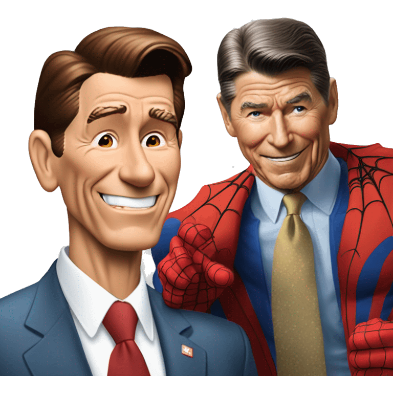 Ronald Reagan dapping up Spider-Man  emoji