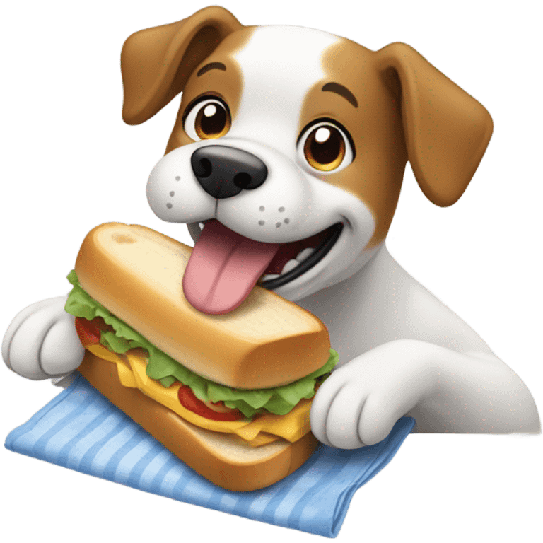 Dog eating sandwich emoji