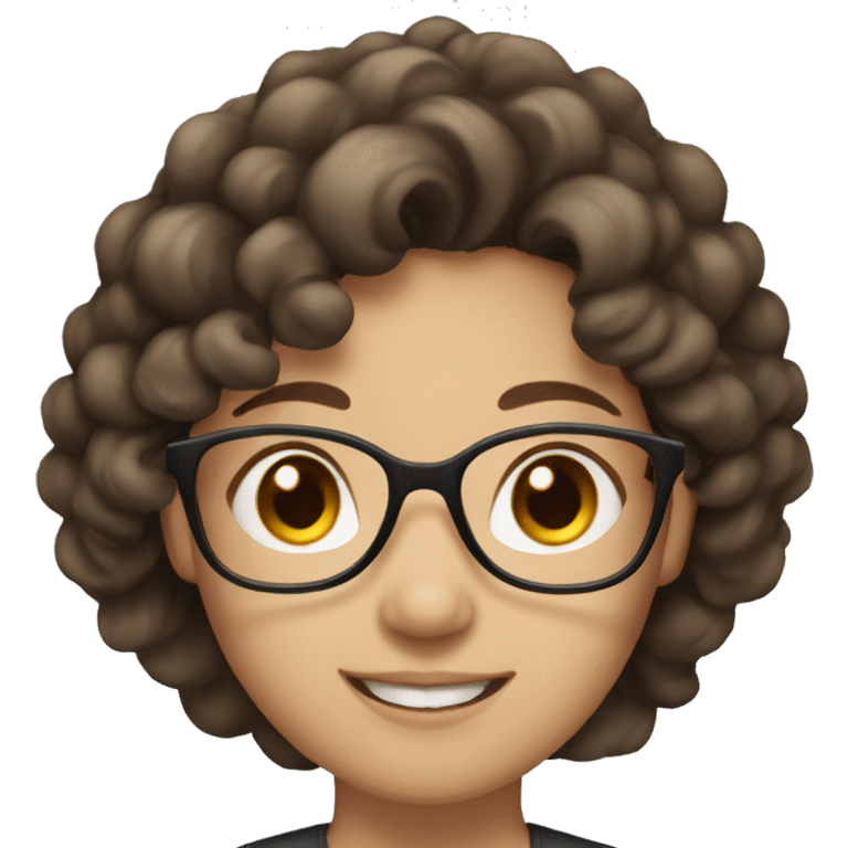 asian woman with glasses fair skin brown hair curly hair saying hi emoji