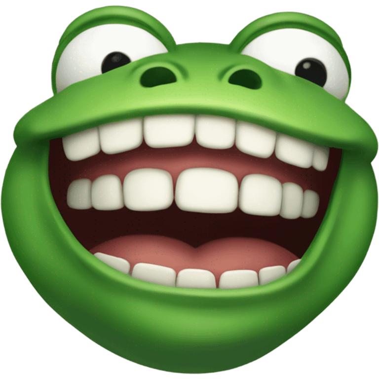 Pepe the frog with a HUGE teethy smile emoji