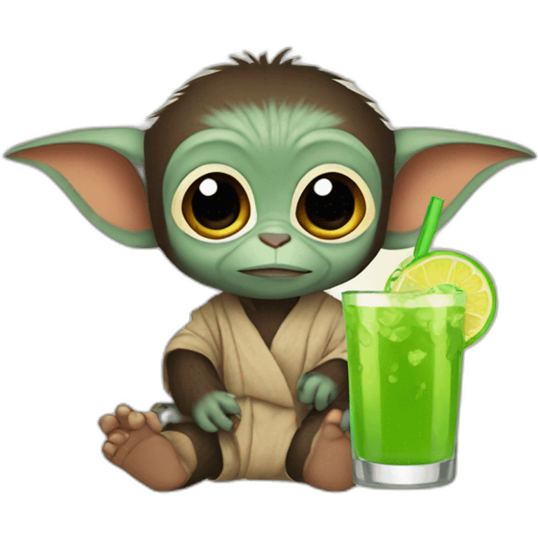 Monkey drink baby yoda emoji