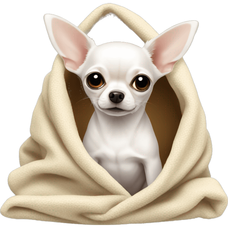 white chihuahua in a blanket emoji