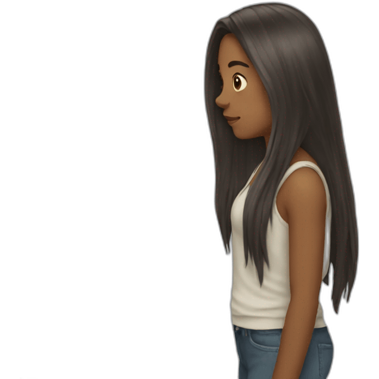 Long haired girl looking back emoji