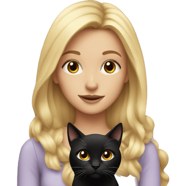 Blonde girl with a black cat  emoji