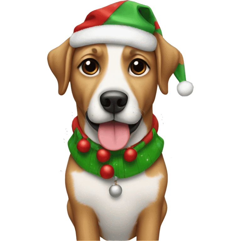 Dog wearing a Christmas outfit  emoji