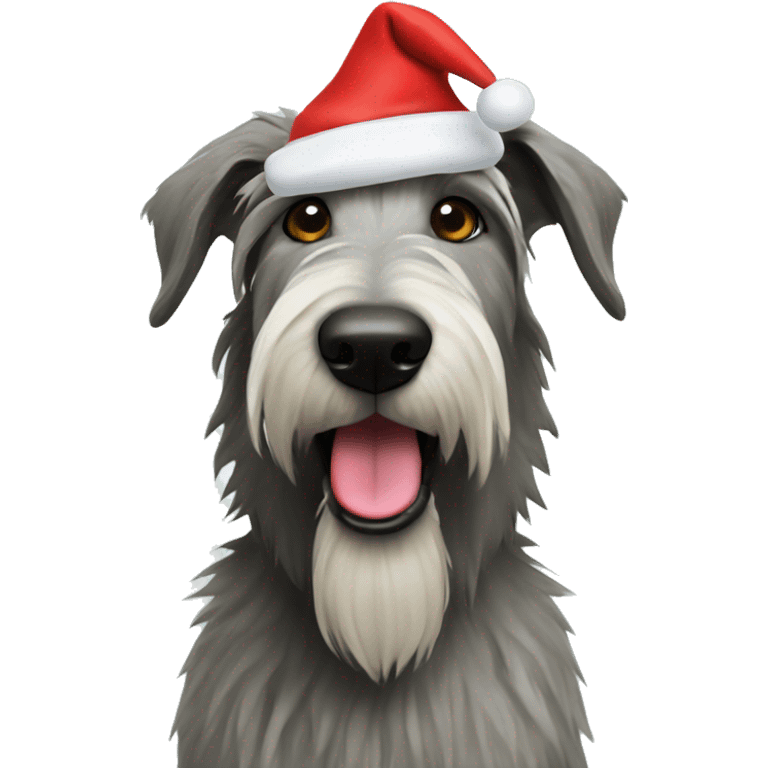  Irish wolfhound dog with santa hat emoji