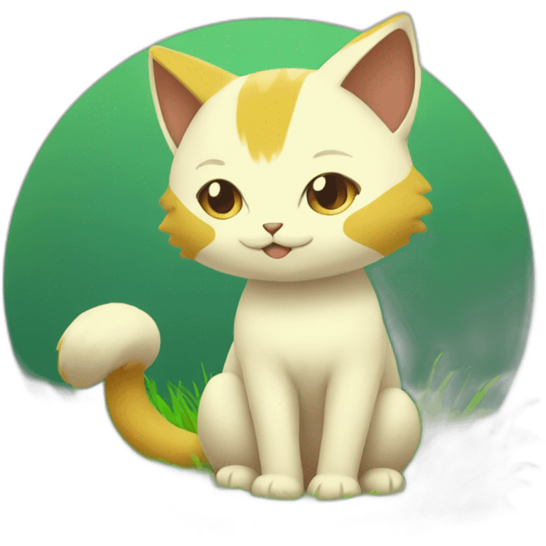 Sitting-bicolor-grass-type-pokemon-cat emoji