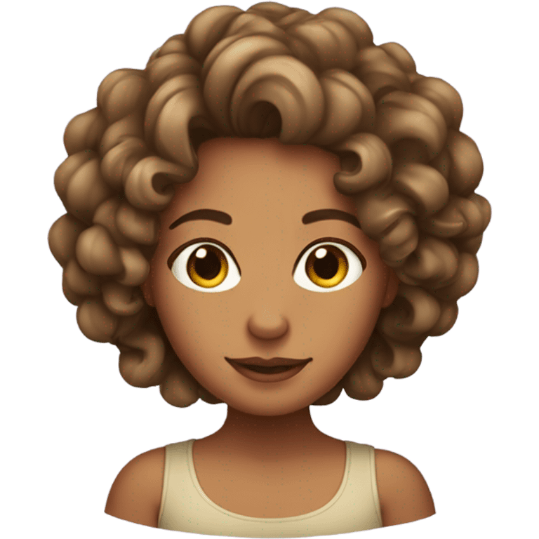 Girl with tanned skin with curly hair emoji