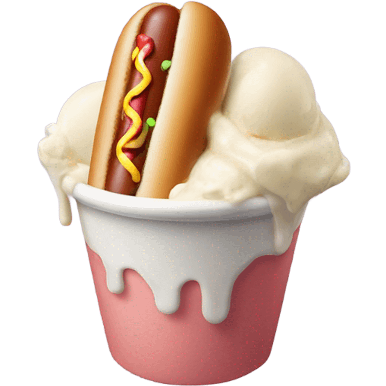 Hot dog in a cup of ice cream emoji