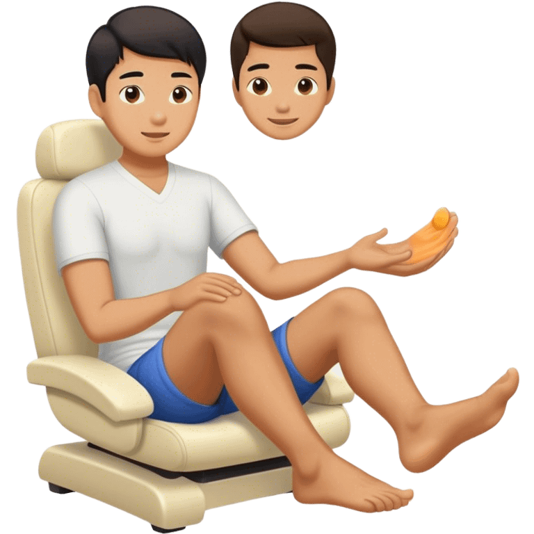 Asian man getting foot rubbed  emoji