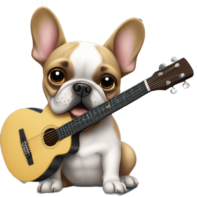 french bulldog playing guitar emoji