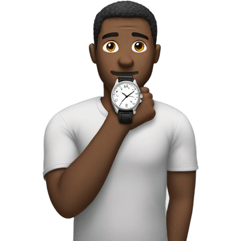 man looking at his watch on his wrist emoji