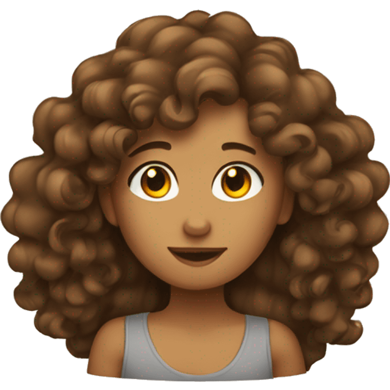 Tan skinned girl with  long brown curly hair emoji