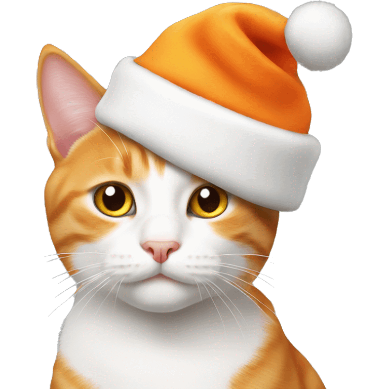 orange and white cat with christmas hat emoji