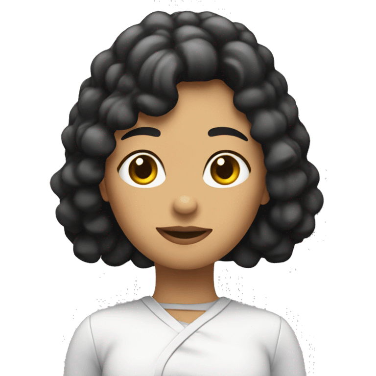 Chica blanca con pelo negro fumando emoji