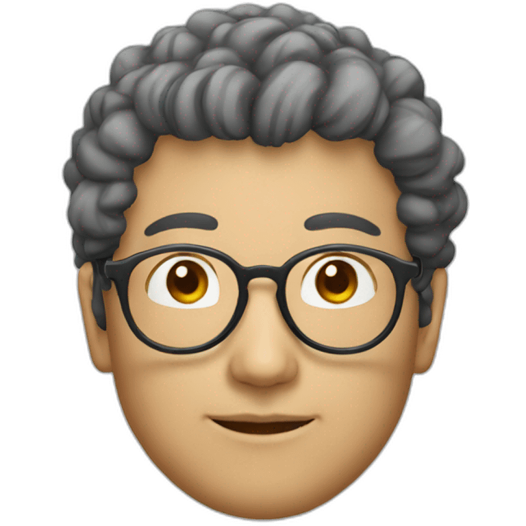 Japanese man with natural perm, round glasses. glasses emoji