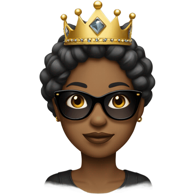 Black girl with crown and sunglasses emoji