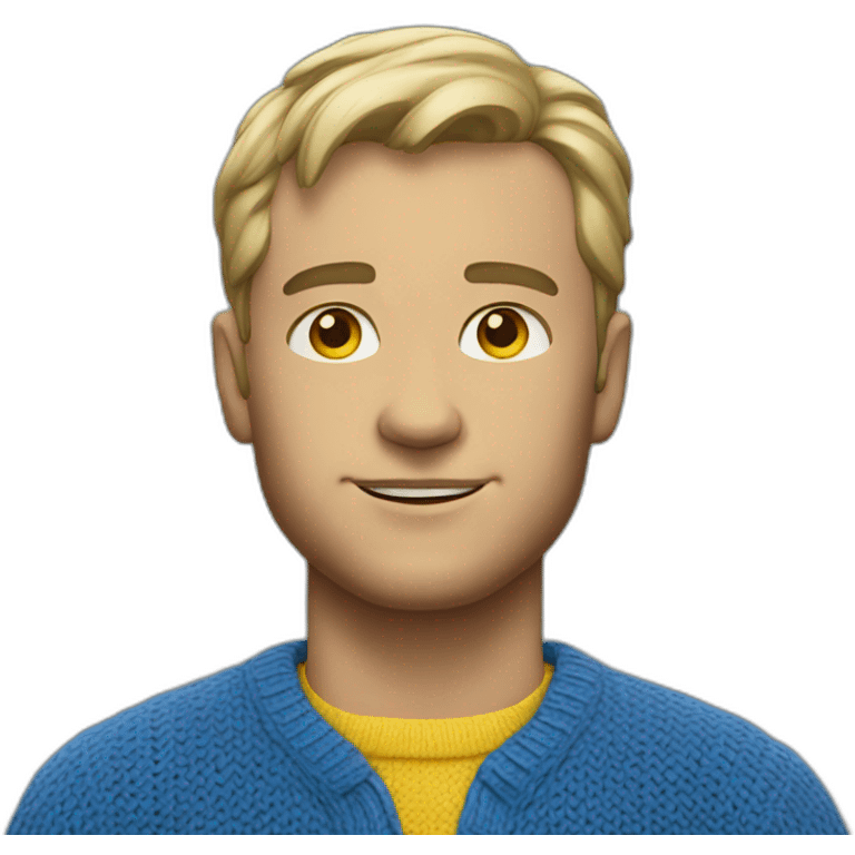 White Man in blue and yellow sweater emoji