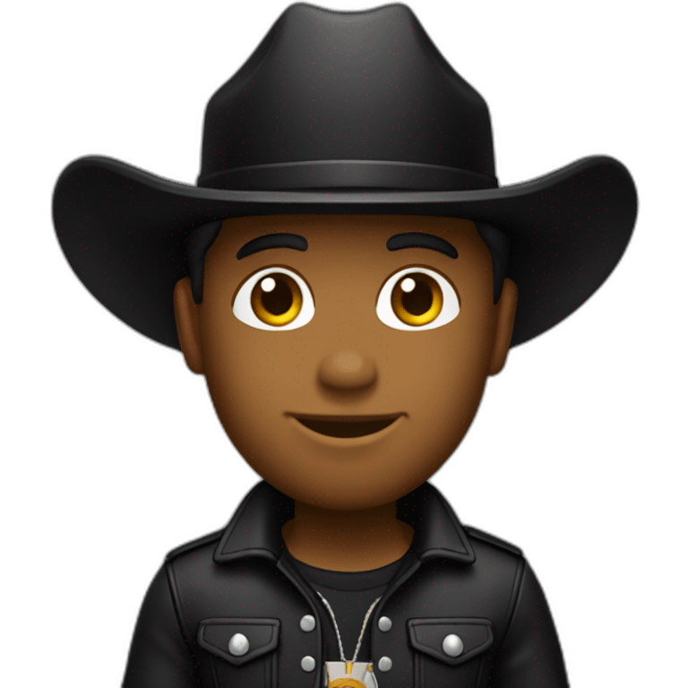 A-toy-wearing-all-black-with-cowboy-boots emoji