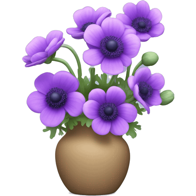 Purple anemone flowers in vase emoji