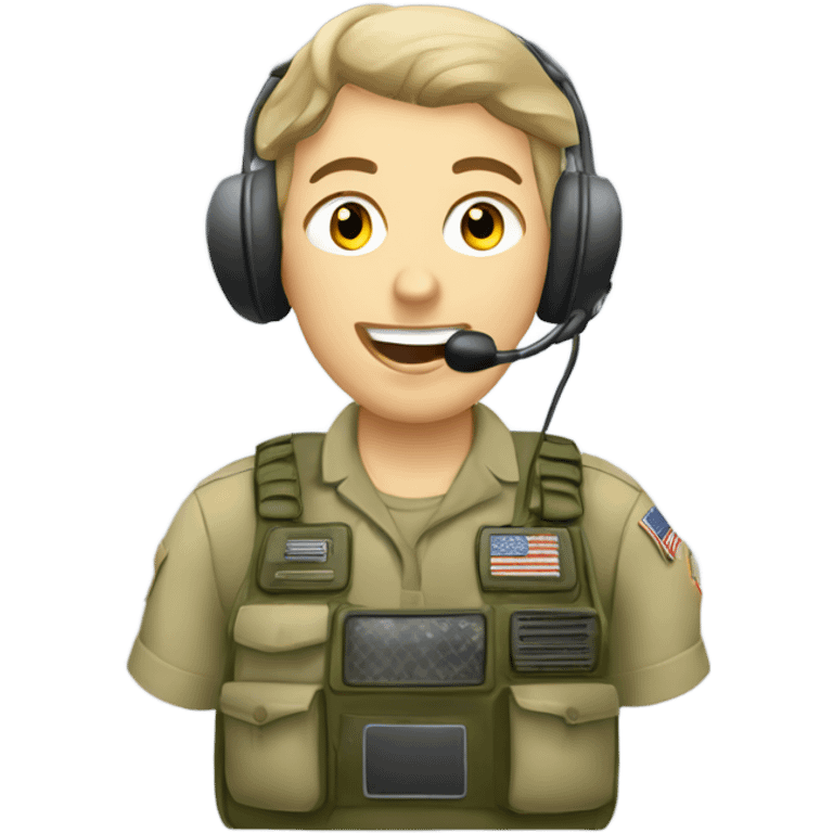 army radio operator talking on radio emoji