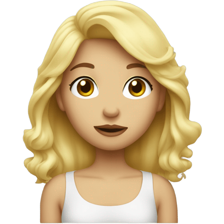 a girl with blonde hair blowing a kiss emoji