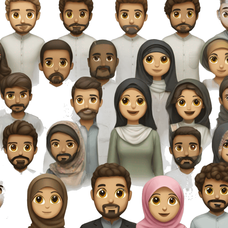 pretty brownskin Pakistani Hijabi girl with curly head brownskin Pakistani boy with goatee and moustache emoji