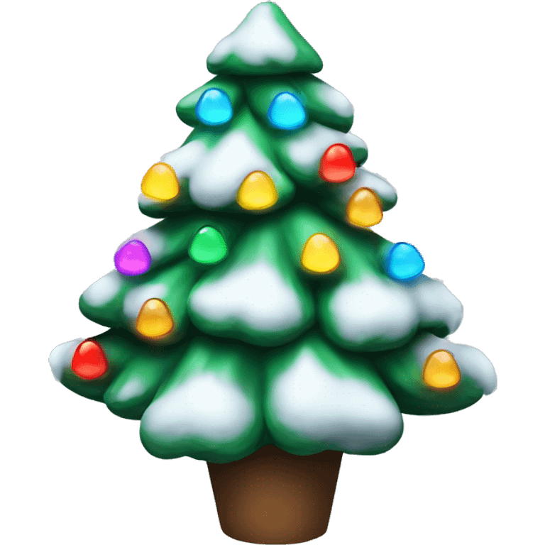 Christmas tree with colorful lights and covered in snow   emoji