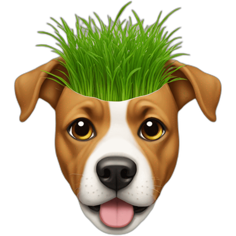 dog grass hanging from mouth emoji