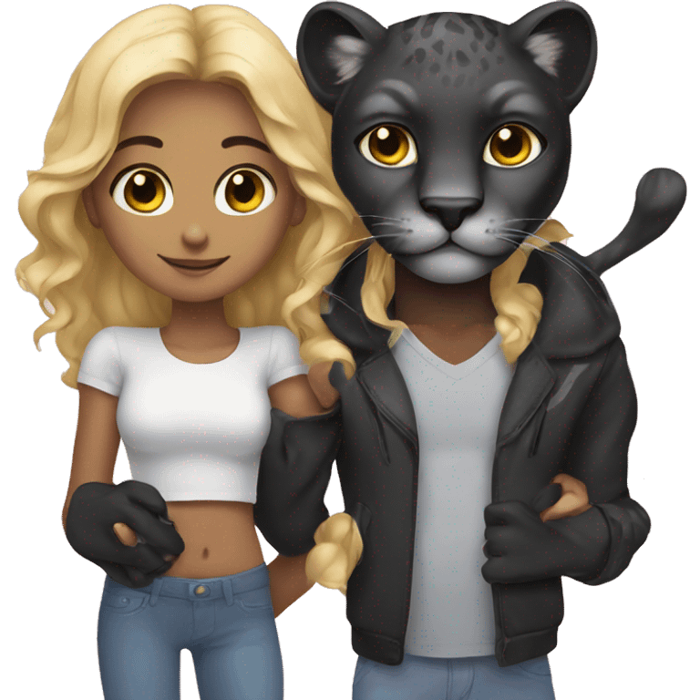 panther with a girl emoji