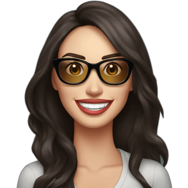 Megan Fox sonriente con lentes y dedo pulgadar arriba emoji