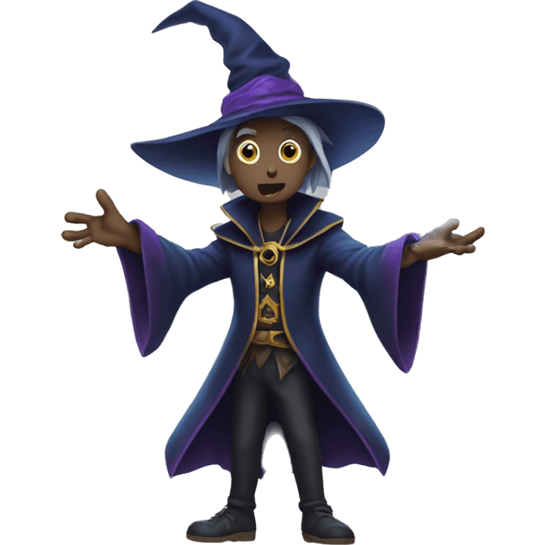 Dark magician casting a spell, iOS emoji style art emoji