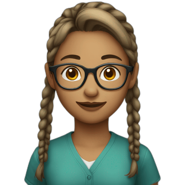 student wearing glasses and ponytails emoji