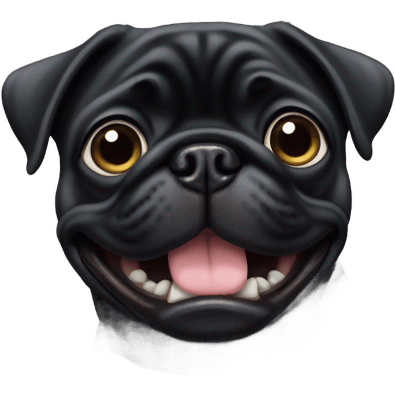 Happy Black pug face  emoji