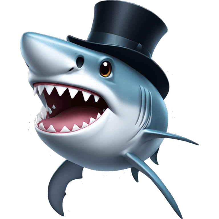 Shark with a top hat emoji