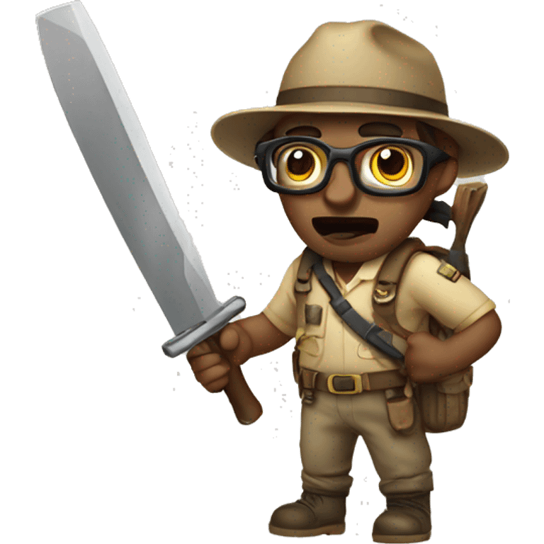 explorer with glasses, aggressive machete  emoji