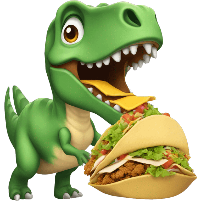 Dinosaur eating a taco emoji