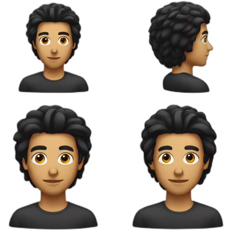 man with wig black straight haired emoji