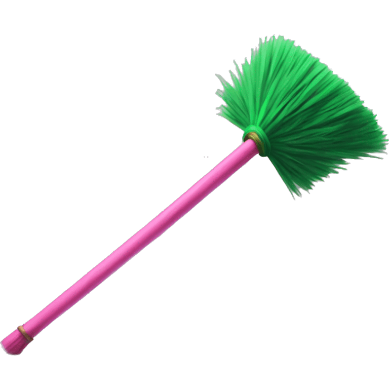 Pink wand duelling a green broom emoji