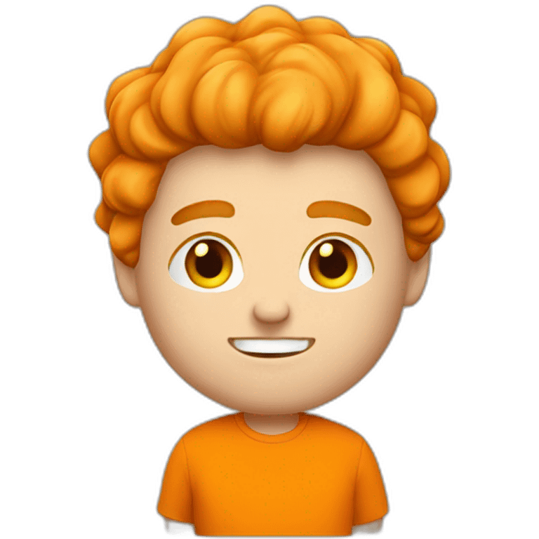 Fat white man play soccer orange tshirt hair brun emoji