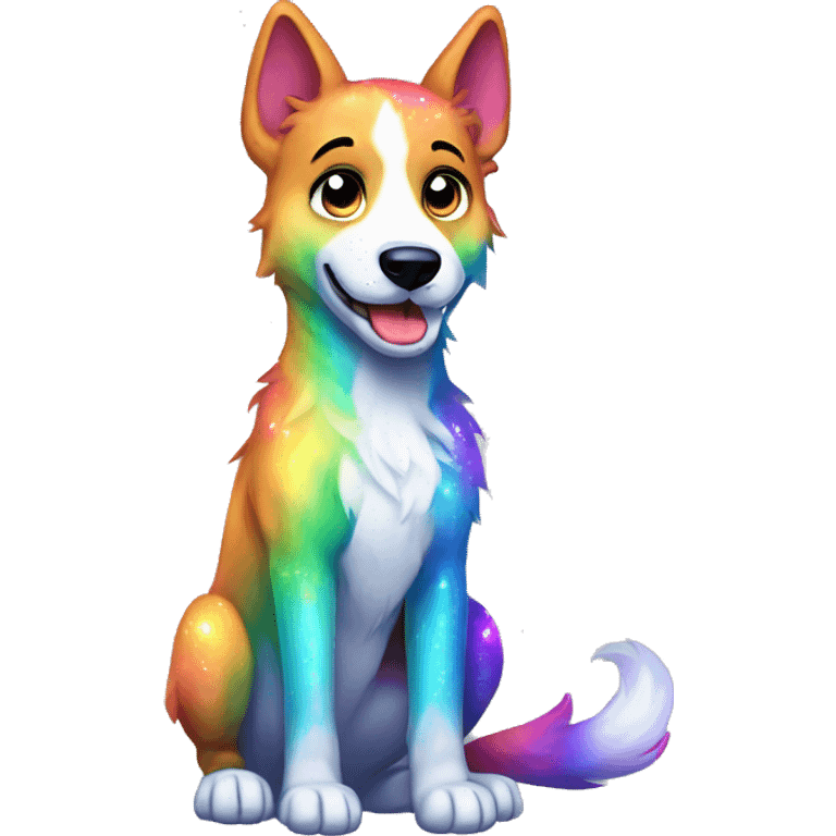 Colorful Sparkle-dog-fursona full body emoji